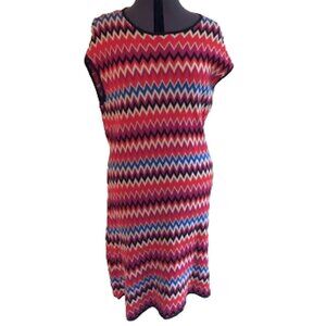Eva Mendes New York Co Chevron Dress, Red, Blue, Black, Size XL